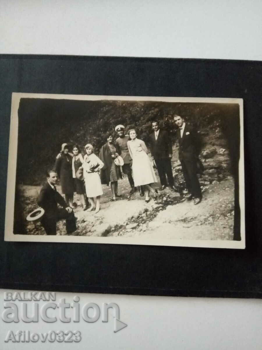 Old photo - Bulgarian military and civilians on an excursion.