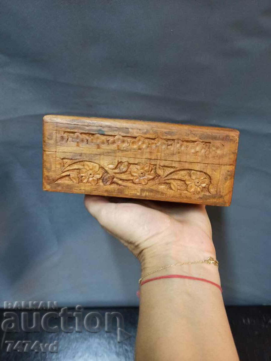 A beautiful wooden jewelry box with rich carving and mother of pearl with price 35.00 BGN | € 17.90 A beautiful wooden jewelry box with rich carving and mother of pearl with price 35.00 BGN | € 17.90