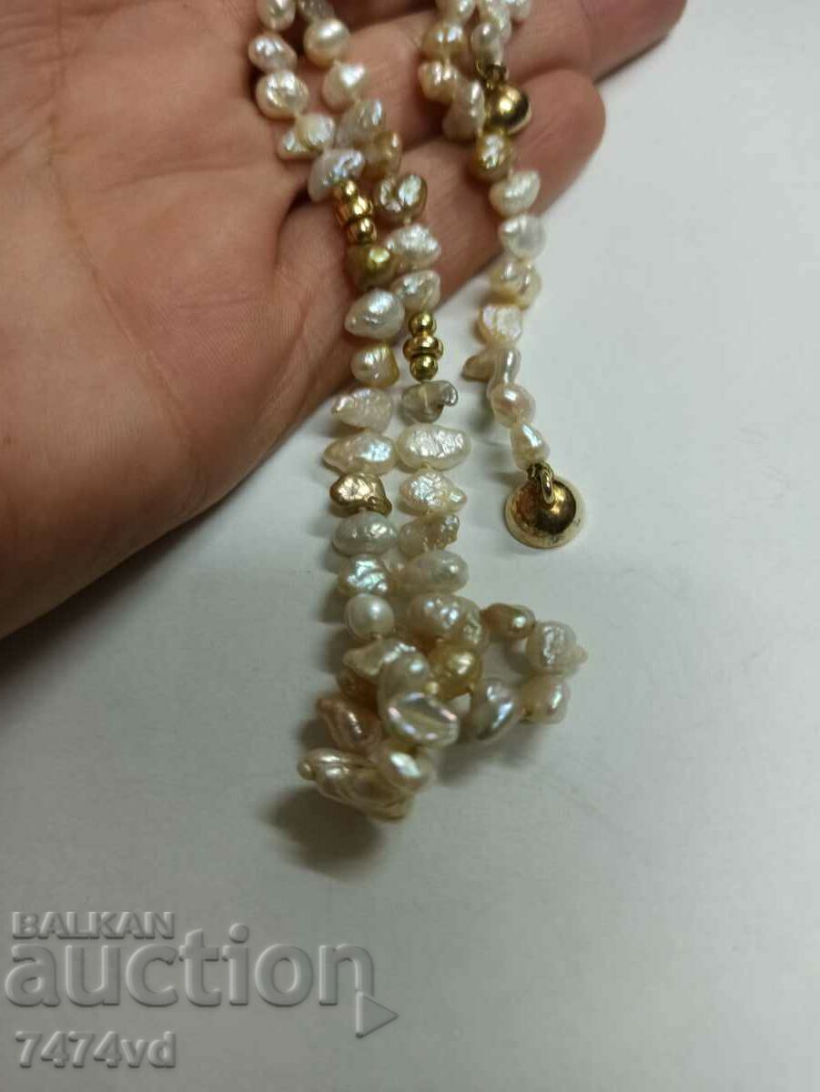 Pearl necklace with Keshi pearls silver and gold! with price 350.00 BGN | € 178.95 Pearl necklace with Keshi pearls silver and gold! with price 350.00 BGN | € 178.95