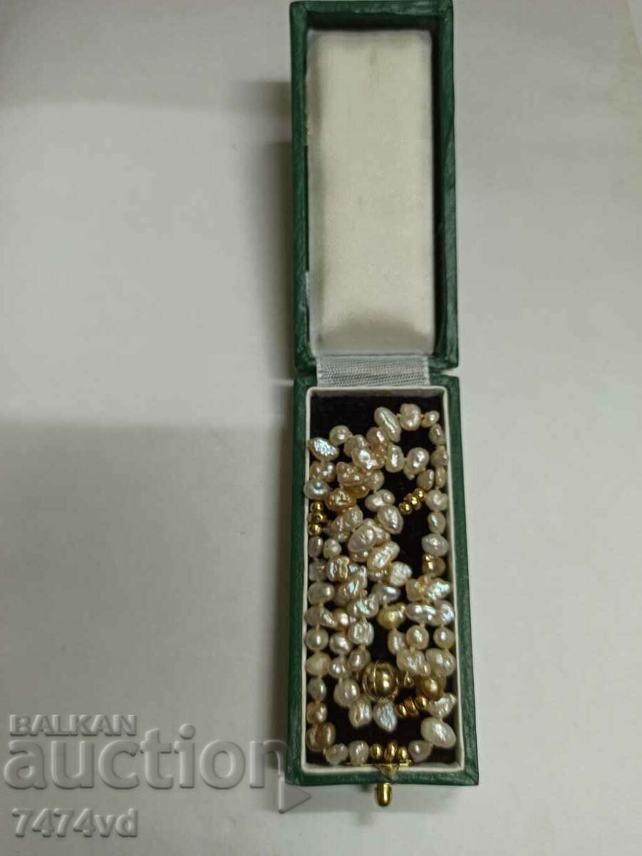 Pearl necklace with Keshi pearls silver and gold! - 6 Pearl necklace with Keshi pearls silver and gold! - 6