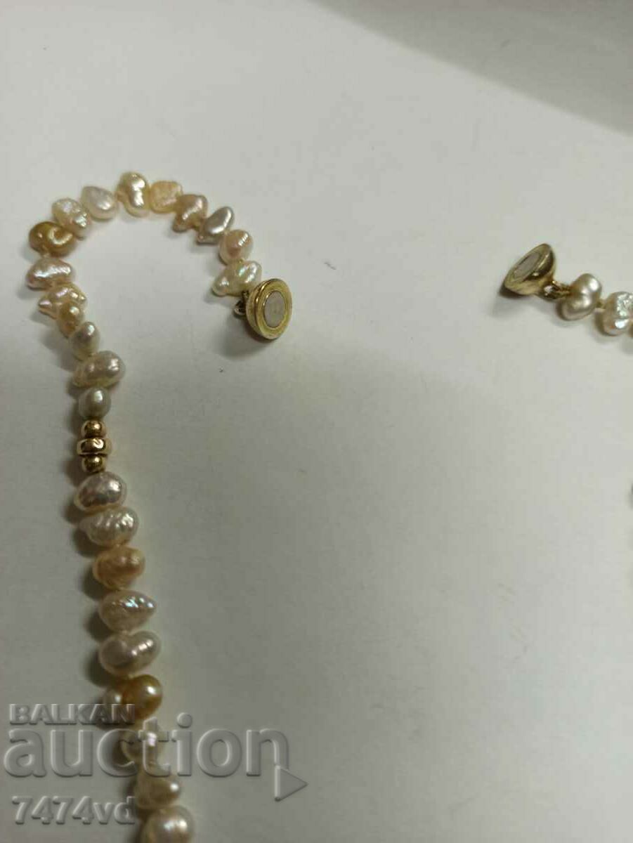 Pearl necklace with Keshi pearls silver and gold! - 7 Pearl necklace with Keshi pearls silver and gold! - 7