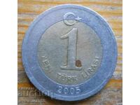 1 lira 2005 - Turcia (bimetal)