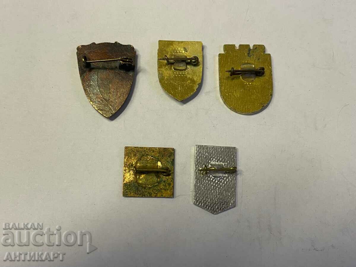 5 insigne, semne, steme, orașe cu preț 8.00 BGN | € 4.09 5 insigne, semne, steme, orașe cu preț 8.00 BGN | € 4.09