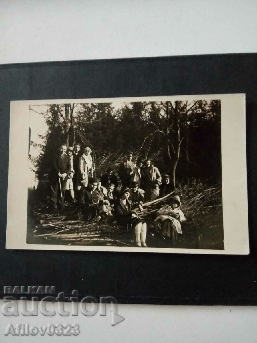 Old photo - hikers in nature.