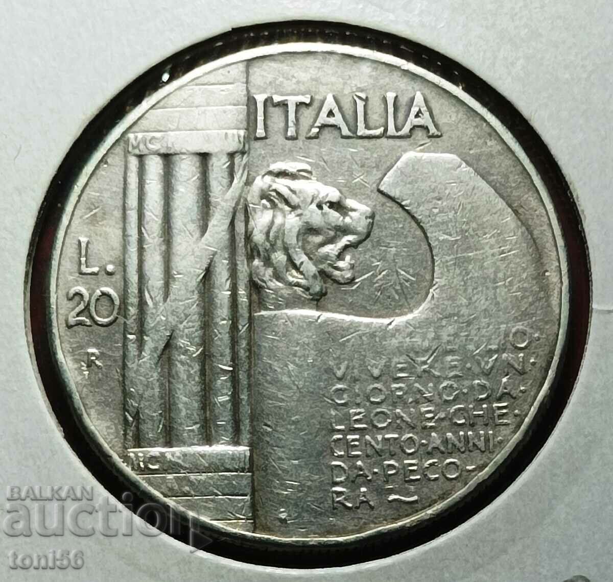 Italia 20 lire 1928 - jubileu, raritate