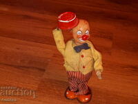 Made in Japan old mechanical tinplate clown toy BZC