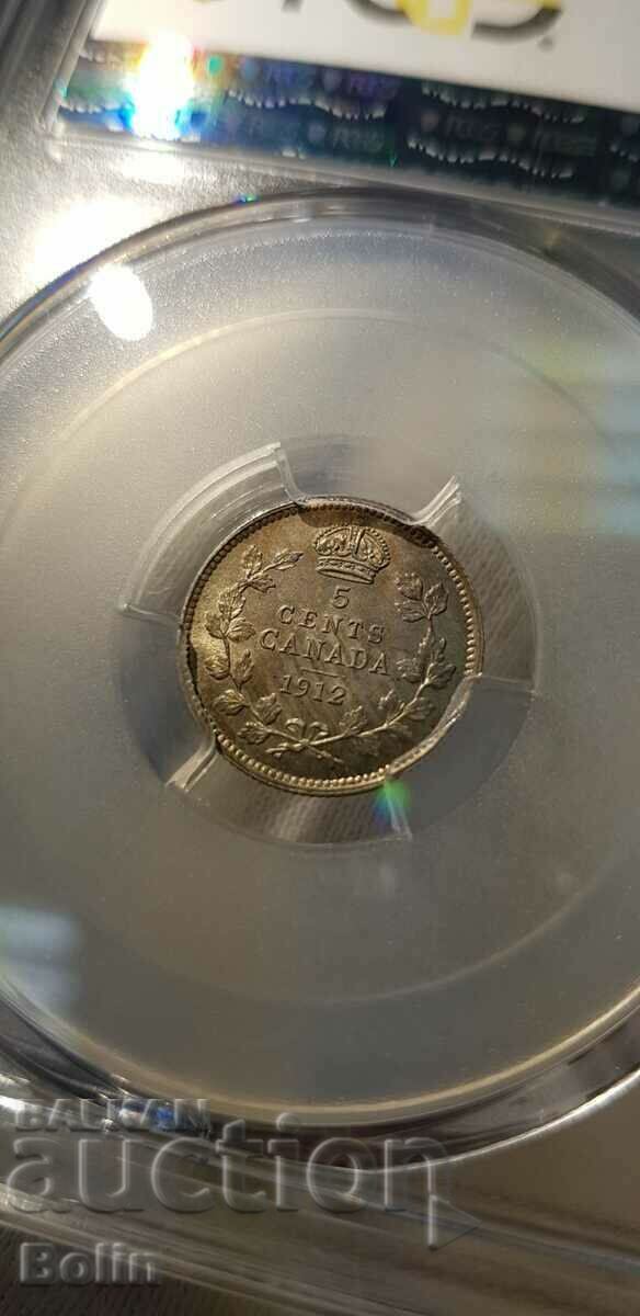 MS 64 - Silver coin - 5 cents - Canada - 1912 with price 350.00 BGN | € 178.95 MS 64 - Silver coin - 5 cents - Canada - 1912 with price 350.00 BGN | € 178.95