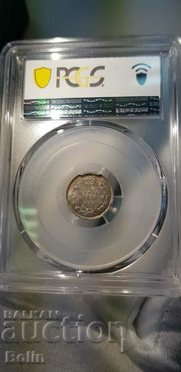 Auction MS 64 - Silver coin - 5 cents - Canada - 1912 Auction MS 64 - Silver coin - 5 cents - Canada - 1912
