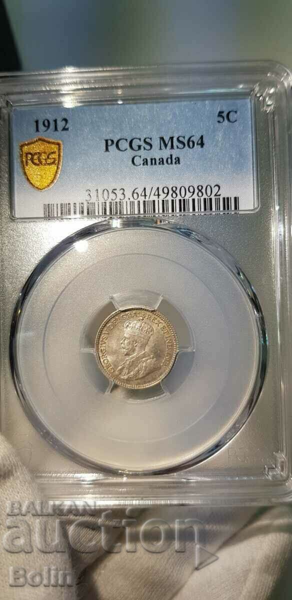 Delivery of MS 64 - Silver coin - 5 cents - Canada - 1912 Delivery of MS 64 - Silver coin - 5 cents - Canada - 1912
