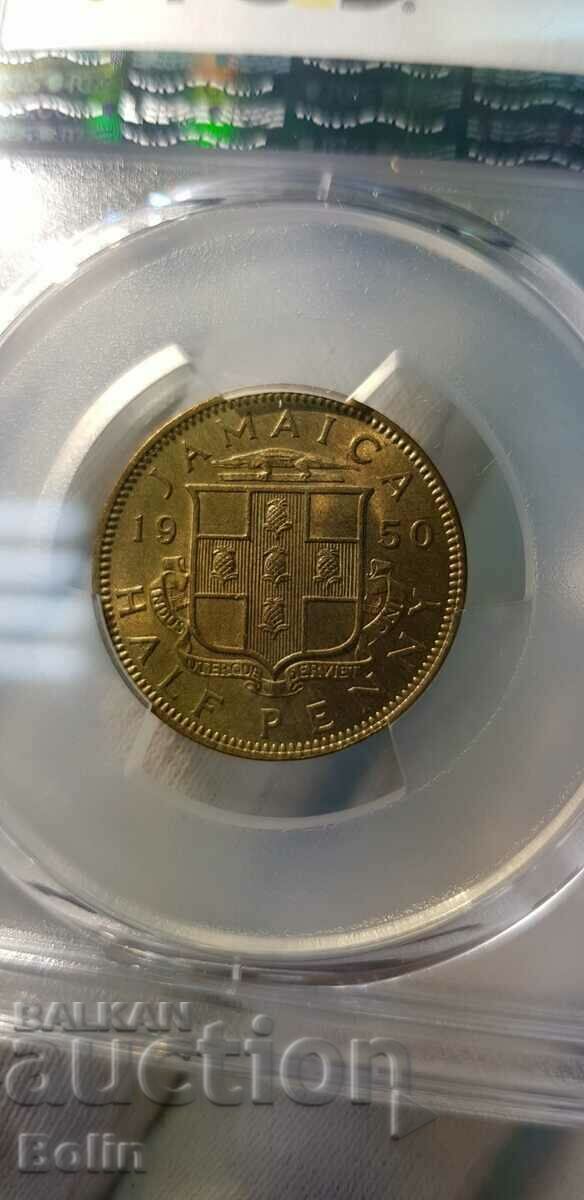 MS 64 - Rare Half Penny Coin - Jamaica - 1950 with price 190.00 BGN | € 97.15 MS 64 - Rare Half Penny Coin - Jamaica - 1950 with price 190.00 BGN | € 97.15
