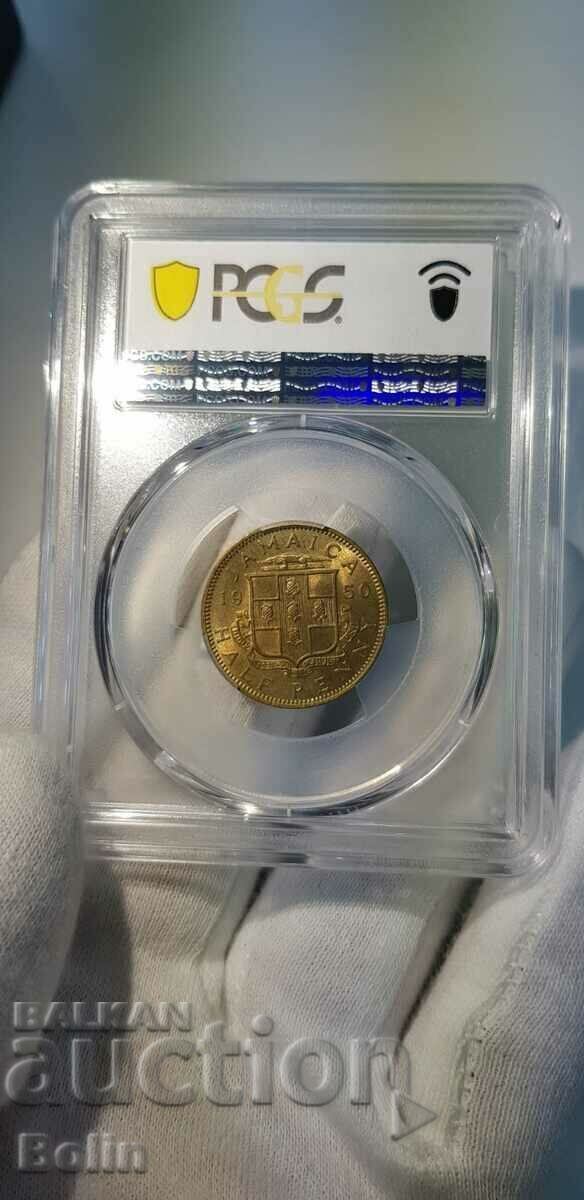 MS 64 - Rare Half Penny Coin - Jamaica - 1950 - 5 MS 64 - Rare Half Penny Coin - Jamaica - 1950 - 5