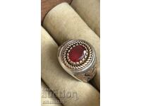 Silver men's ring with ruby 13g. 20 mm