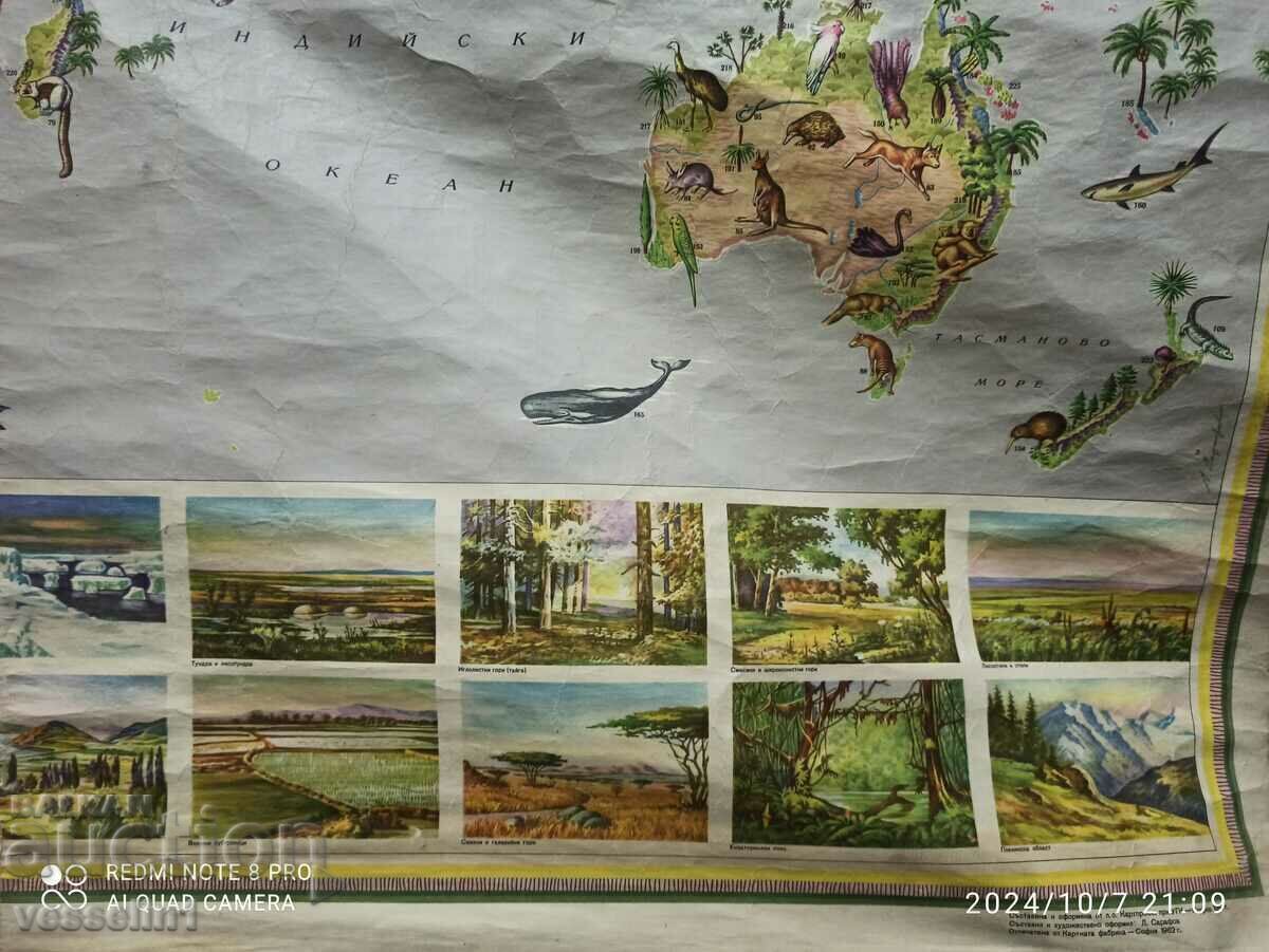 Auction Old map 1961 from Sotsa (Natural landscapes of the world) large Auction Old map 1961 from Sotsa (Natural landscapes of the world) large