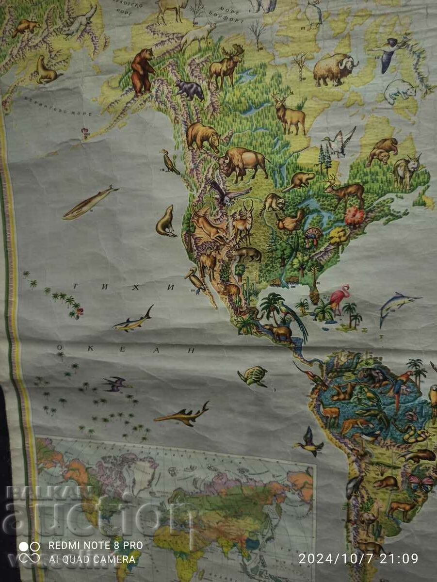 Old map 1961 from Sotsa (Natural landscapes of the world) large Old map 1961 from Sotsa (Natural landscapes of the world) large