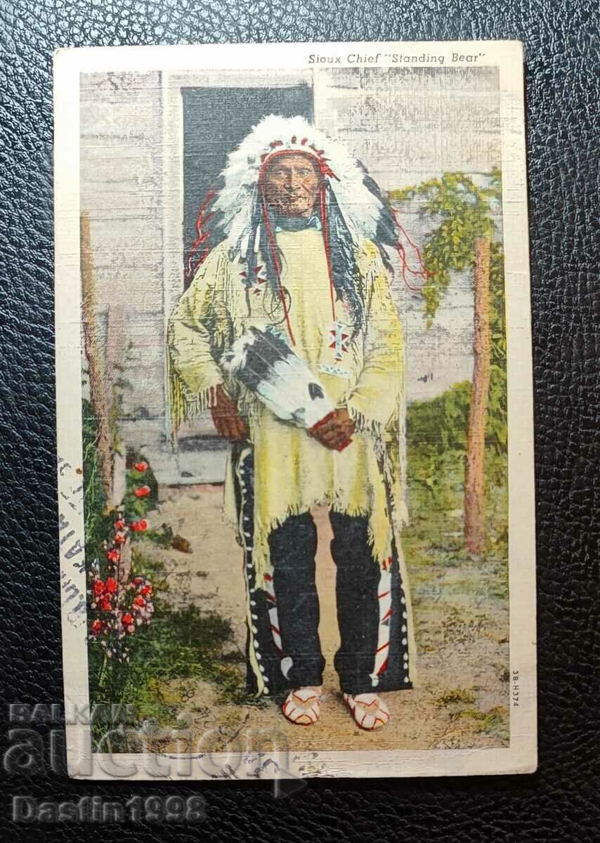 ȘEF SIOUX URSU ÎN STARE CARTE POȘTALĂ VECHE