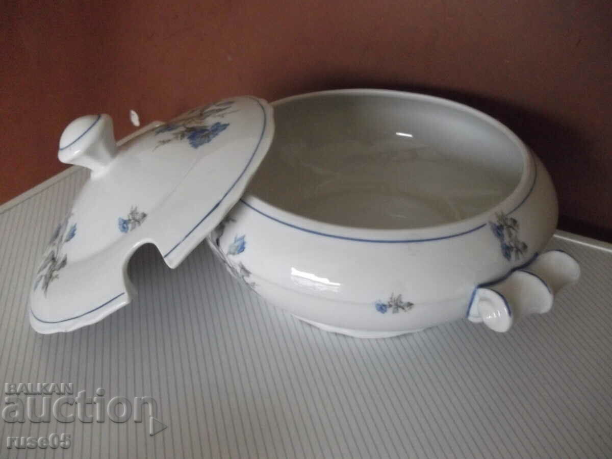 Porcelain bowl with blue flowers, Bulgarian, from Sotsa - 6