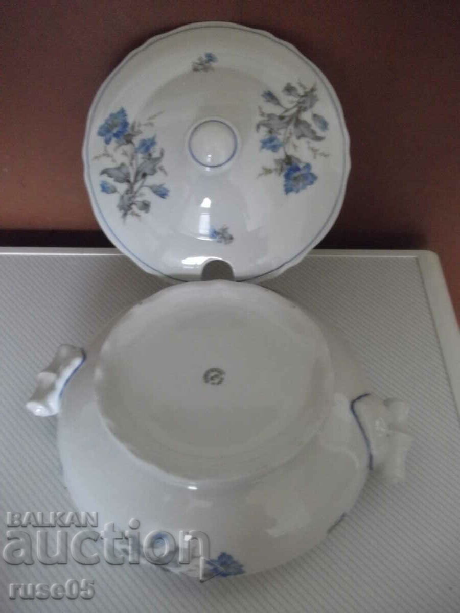 Porcelain bowl with blue flowers, Bulgarian, from Sotsa - 7