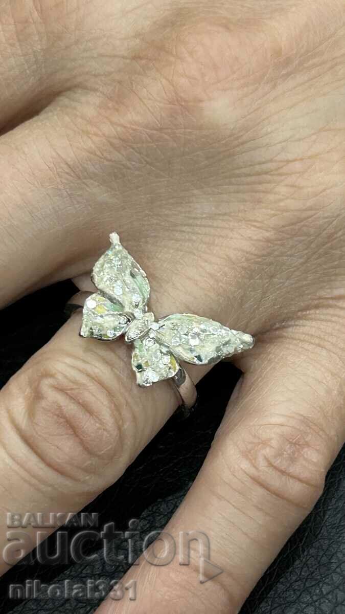 Women's silver butterfly ring 19 mm