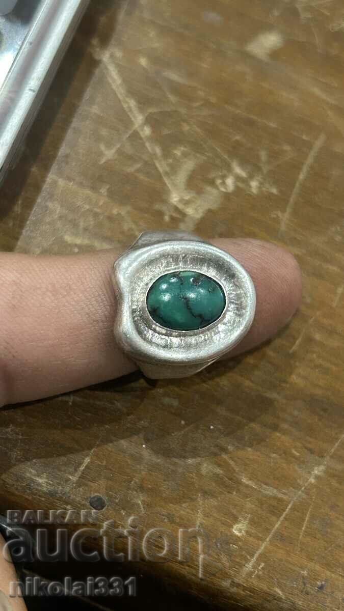 Women's silver ring with malachite 7.1g