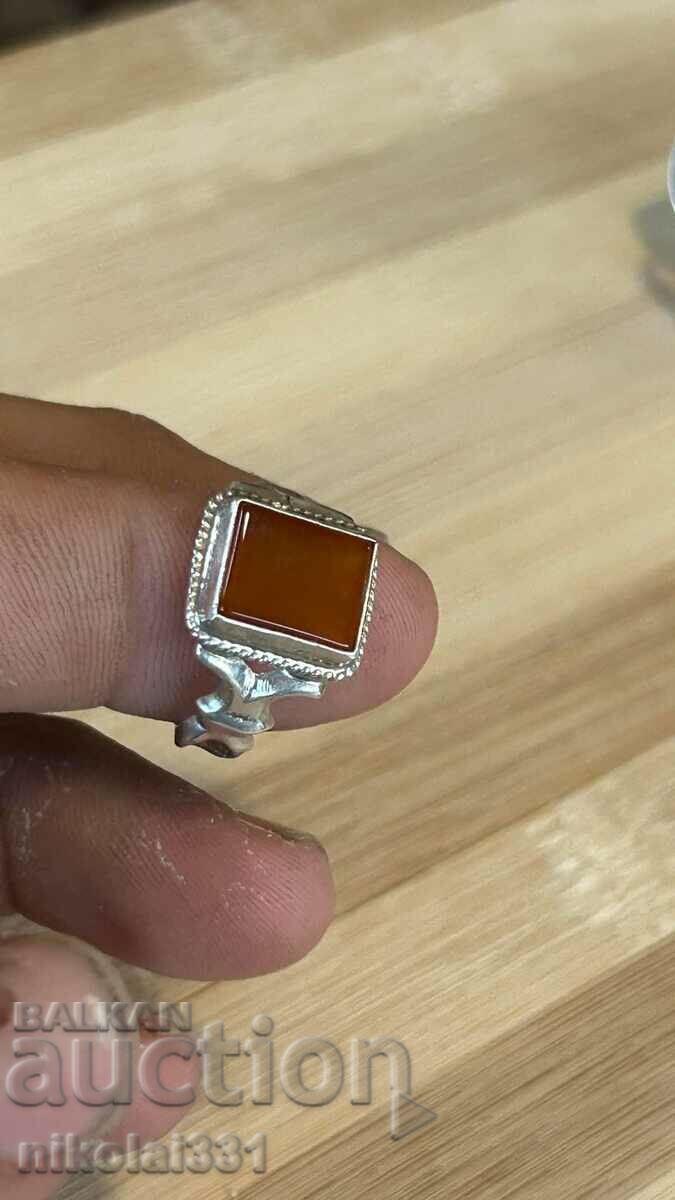 Inel de dama din argint cu carnelian 19.5mm