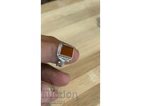 Women's silver ring with carnelian 19.5mm