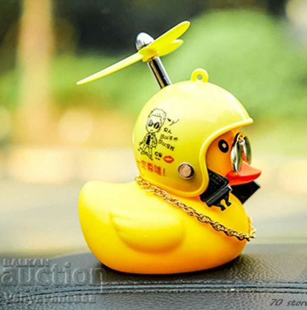 Little yellow duck car interior decoration with helmet