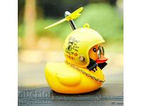 Little yellow duck car interior decoration with helmet