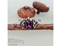 Amethyst and blue topaz silver ring