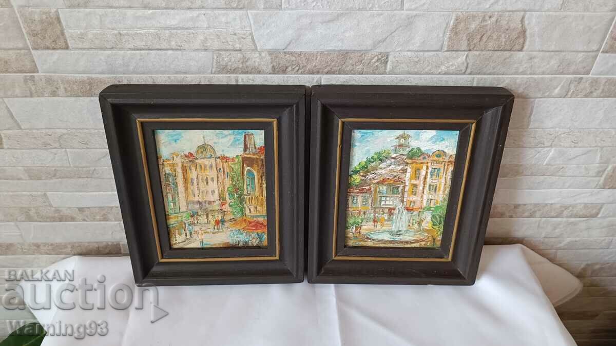 Paintings "Plovdiv" set of two pieces - 21/18cm - H. Zhurnalov with price 150.00 BGN | € 76.69 Paintings "Plovdiv" set of two pieces - 21/18cm - H. Zhurnalov with price 150.00 BGN | € 76.69