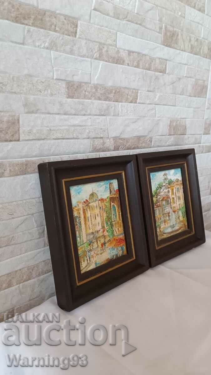 Auction Paintings "Plovdiv" set of two pieces - 21/18cm - H. Zhurnalov Auction Paintings "Plovdiv" set of two pieces - 21/18cm - H. Zhurnalov