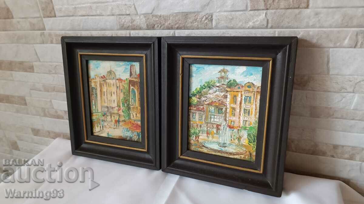 Delivery of Paintings "Plovdiv" set of two pieces - 21/18cm - H. Zhurnalov Delivery of Paintings "Plovdiv" set of two pieces - 21/18cm - H. Zhurnalov