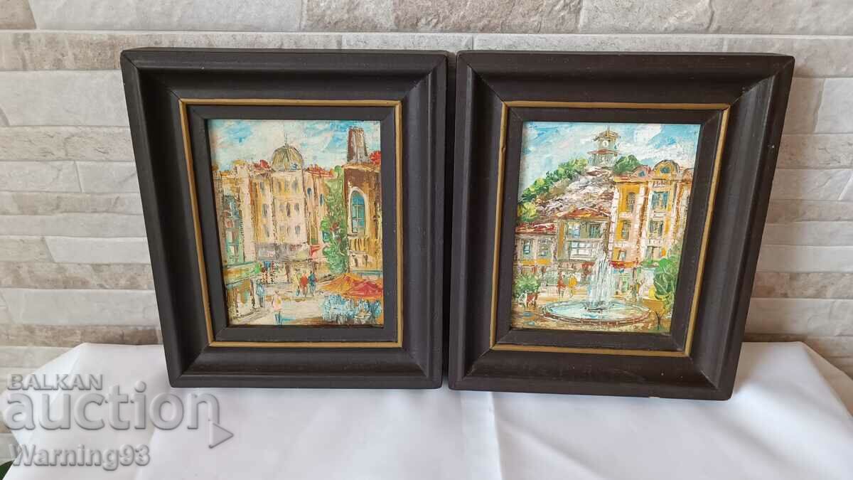 Paintings "Plovdiv" set of two pieces - 21/18cm - H. Zhurnalov - 5 Paintings "Plovdiv" set of two pieces - 21/18cm - H. Zhurnalov - 5