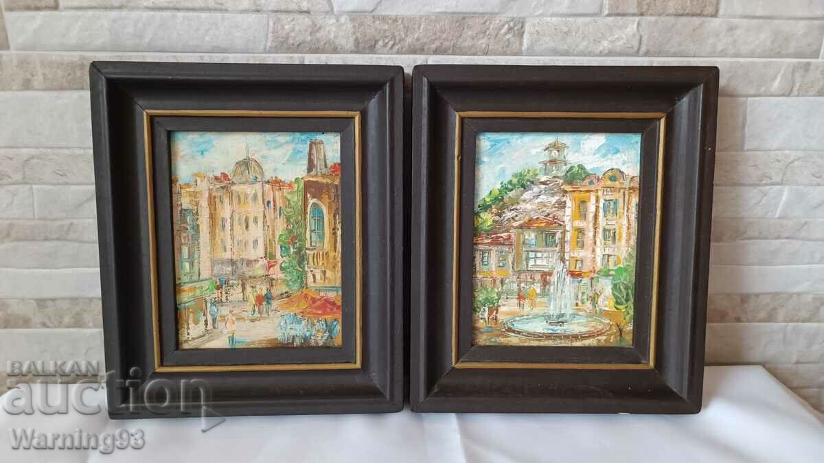 Paintings "Plovdiv" set of two pieces - 21/18cm - H. Zhurnalov - 6
