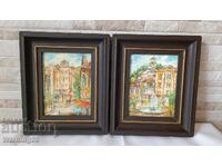 Paintings "Plovdiv" set of two pieces - 21/18cm - H. Zhurnalov