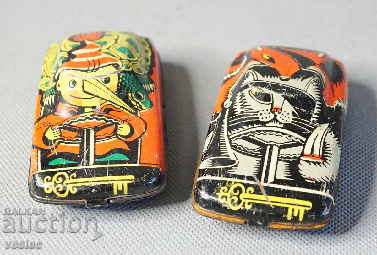 2 Old Russian metal toy car model Pinocchio Pinocchio