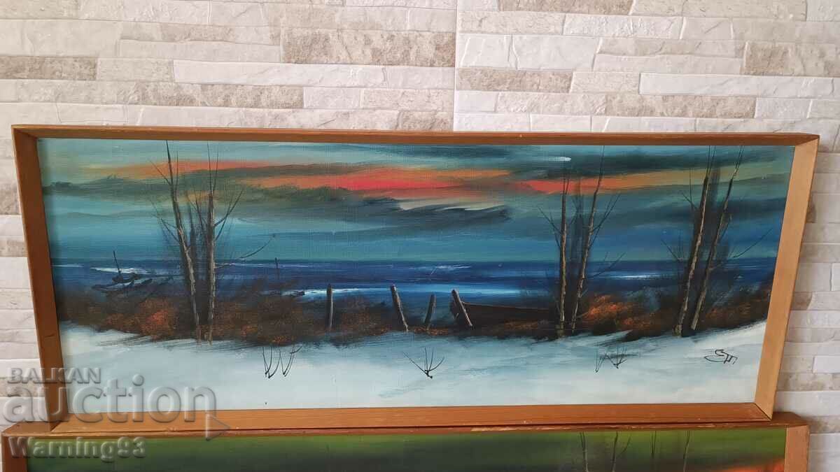 Paintings "Landscapes" two pieces (92/33cm and 82/33cm) - set with price 150.00 BGN | € 76.69 Paintings "Landscapes" two pieces (92/33cm and 82/33cm) - set with price 150.00 BGN | € 76.69
