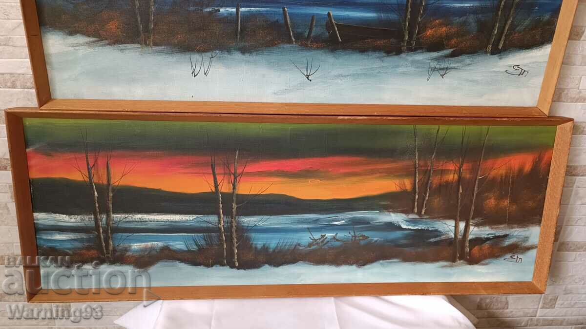 Auction Paintings "Landscapes" two pieces (92/33cm and 82/33cm) - set Auction Paintings "Landscapes" two pieces (92/33cm and 82/33cm) - set