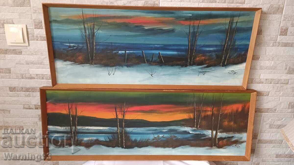 Tablouri „Peisaje” două piese (92/33cm și 82/33cm) - set Tablouri „Peisaje” două piese (92/33cm și 82/33cm) - set