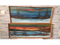 Paintings "Landscapes" two pieces (92/33cm and 82/33cm) - set