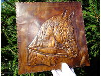 Horse copper panel, copper painting, author.