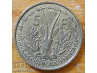 5 franci 1956 - Africa de Vest (colonie franceză)