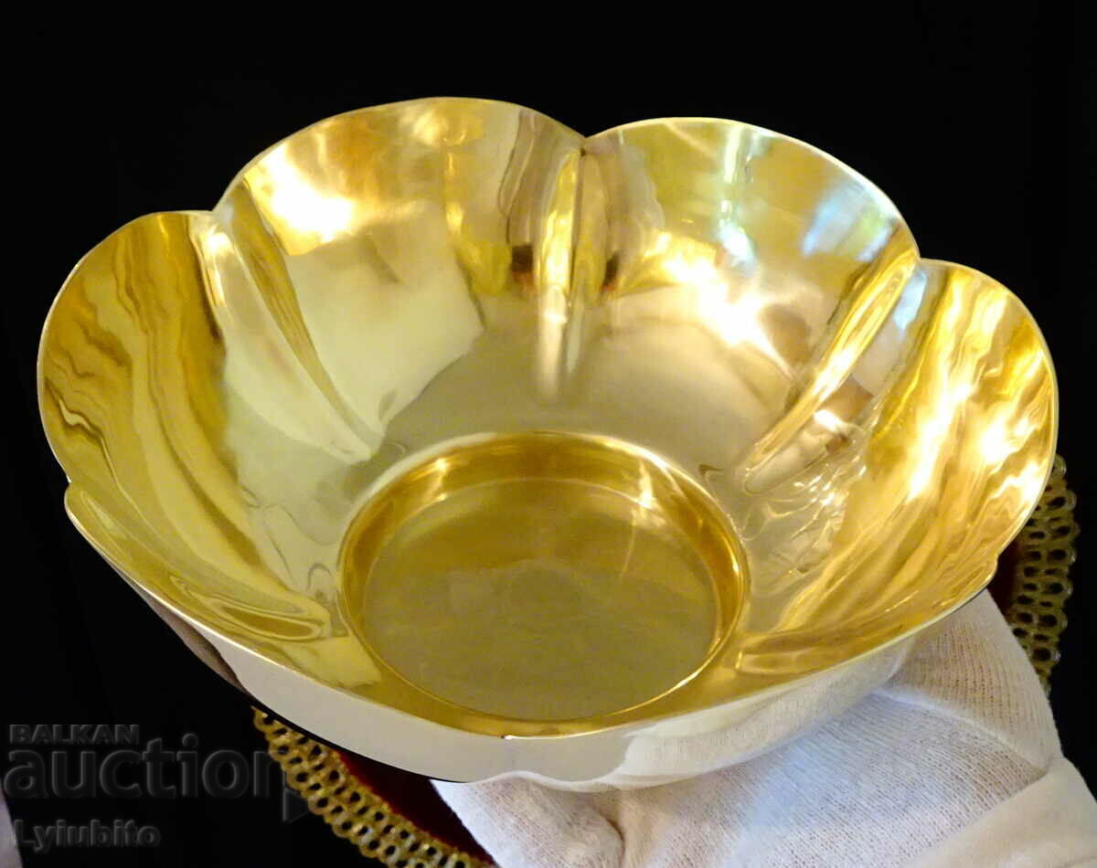 Bronze salad bowl, fruit bowl, bowl, flower