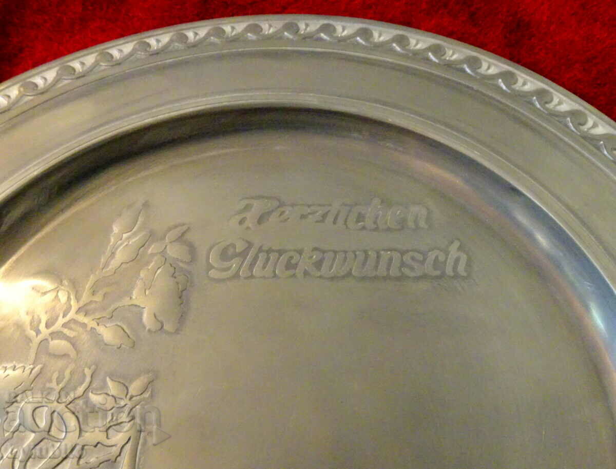 Auction Tin wall plate, panel with Congratulations, tin wedding Auction Tin wall plate, panel with Congratulations, tin wedding