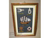 Nautical painting 20/30 cm diorama Ship rudder marine knots