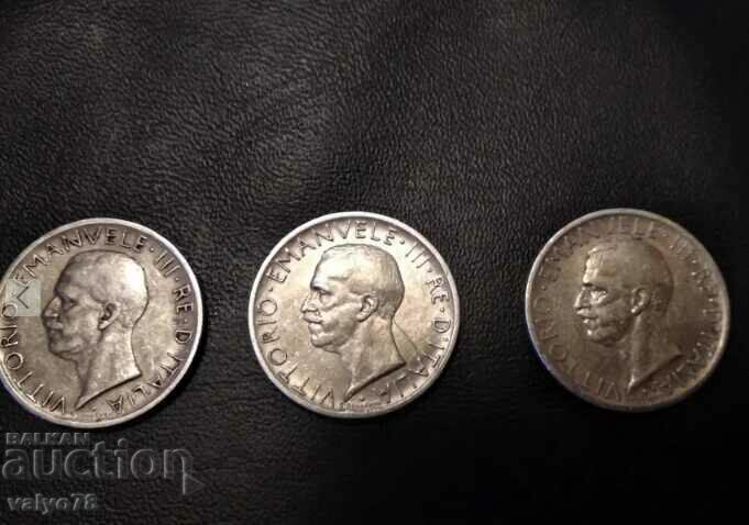 Silver coins, Italy, 1927