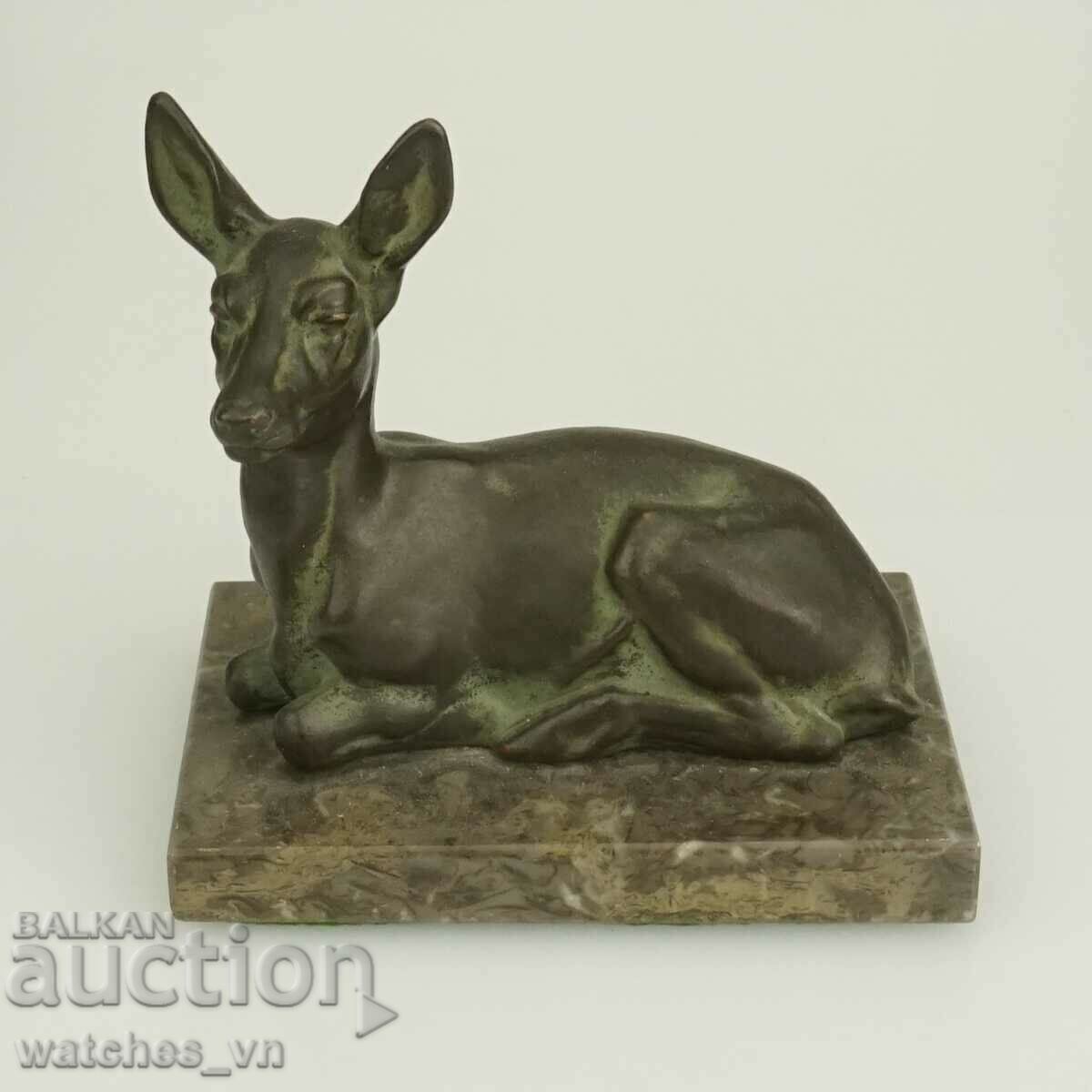 Old Rare Figure Sculpture Antique - Roe