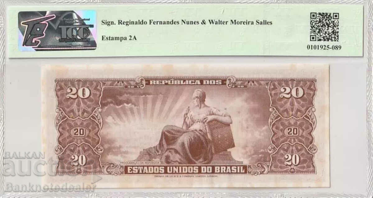 Brazil 20 Cruzeiros 1962 Pick 178 Ref 2849 TQG 58 with price 65.00 BGN | € 33.23 Brazil 20 Cruzeiros 1962 Pick 178 Ref 2849 TQG 58 with price 65.00 BGN | € 33.23