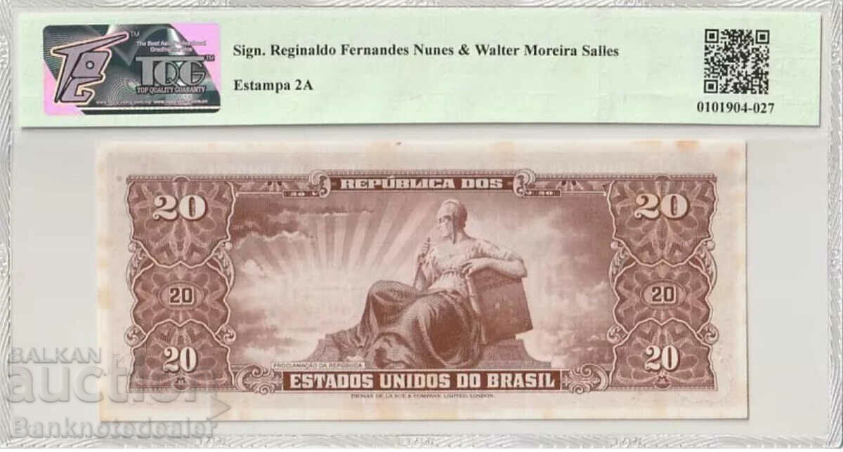 Brazil 20 Cruzeiros 1962 Pick 178 Ref 2853 TQG 58 with price 65.00 BGN | € 33.23 Brazil 20 Cruzeiros 1962 Pick 178 Ref 2853 TQG 58 with price 65.00 BGN | € 33.23