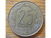 25 francs 1975 - Central Africa