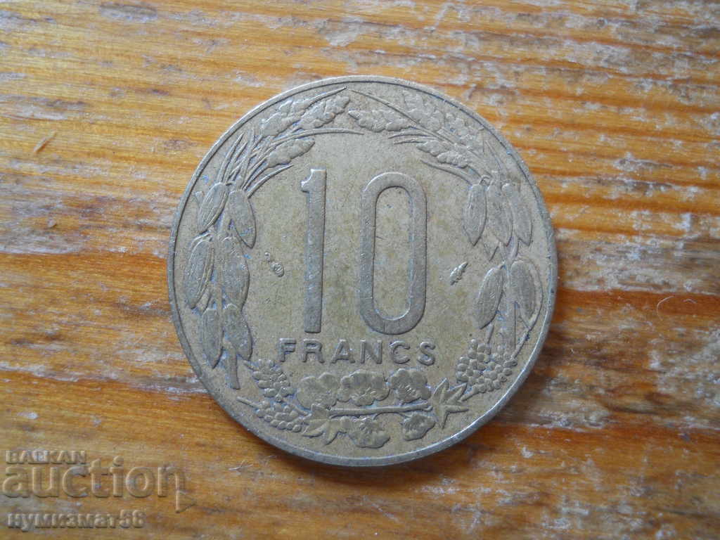 10 francs 1975 - Central Africa